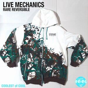Rare VTG 90s Live Mechanics Jacket 3XL Reversible Lion Graphic All over print